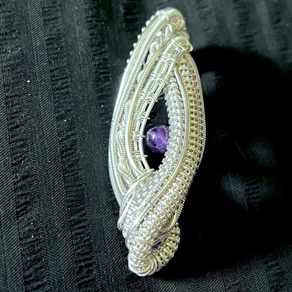 Natural amethyst wire wrapped pendant